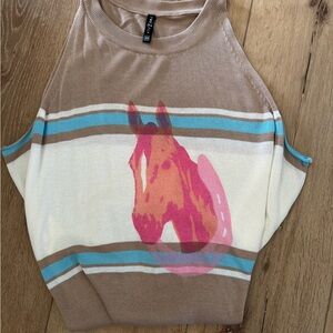 Two Fly Horse Sweater Tank Top